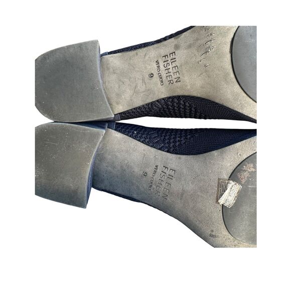 Eileen Fisher Navy Blue Knit Peep-Toe Booties Size 9 - Picture 9 of 9